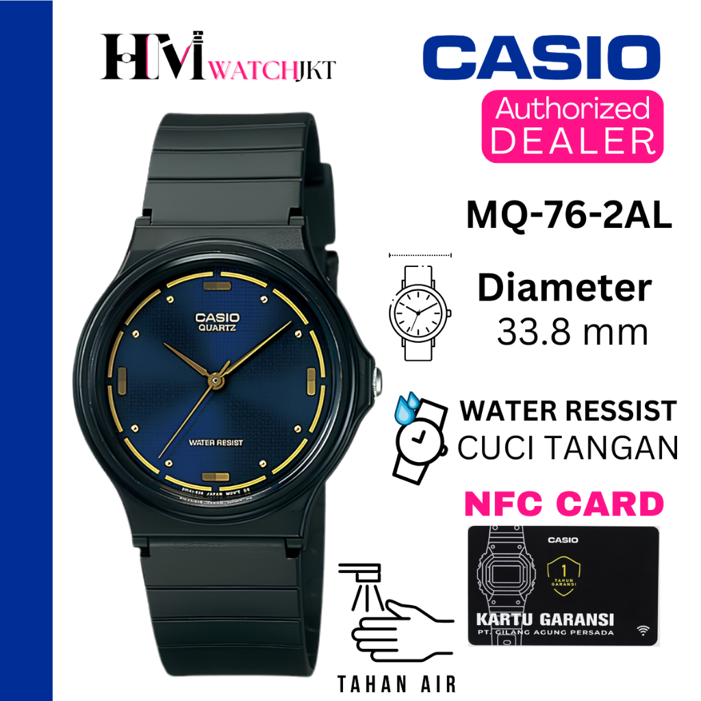 CASIO MQ-76-2AL Jam Tangan Original Analog Karet Classic Antiair MQ-76-2ALDF MQ76