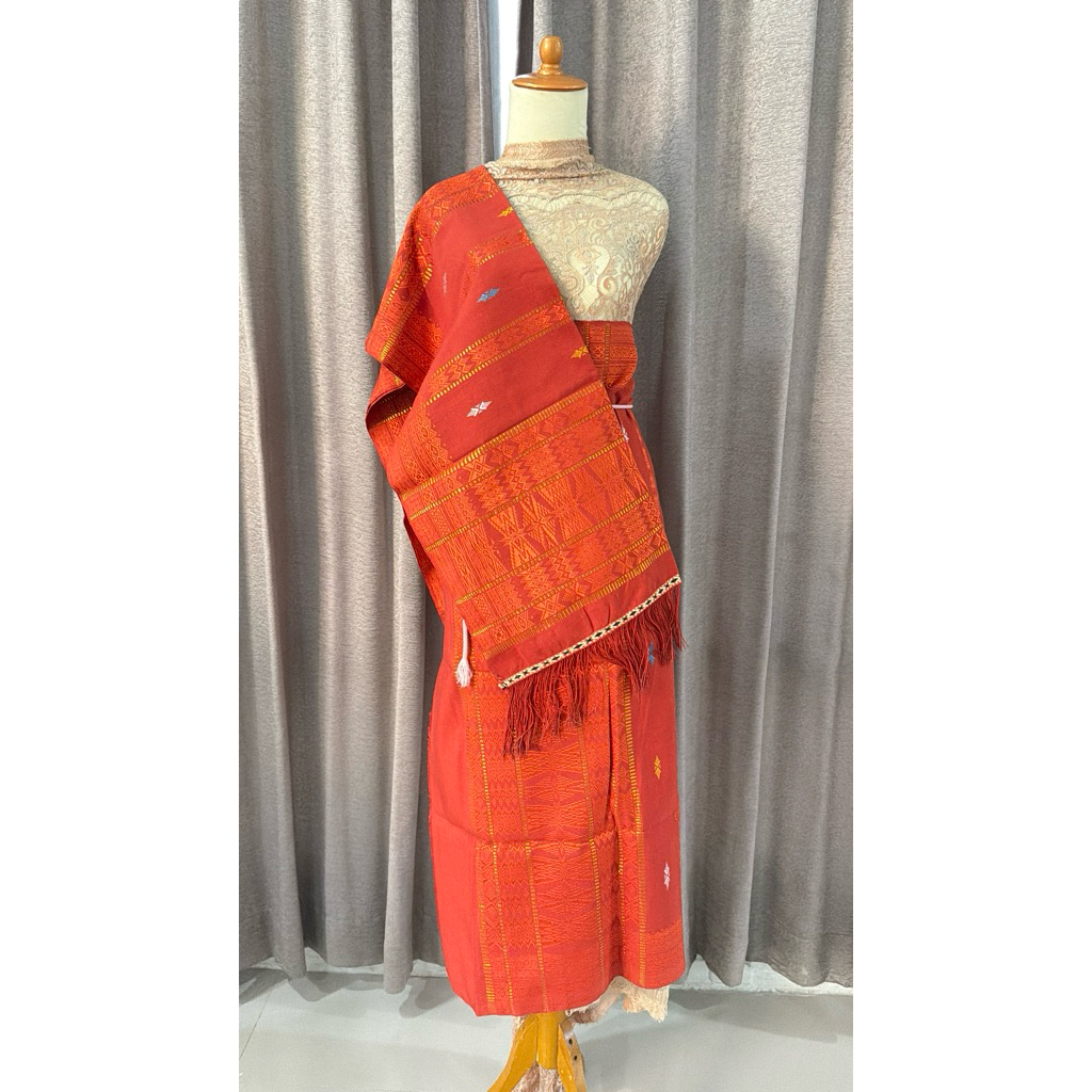 Set Uis Nipes Karo Bahan Full Sutra (Warna Teracota)