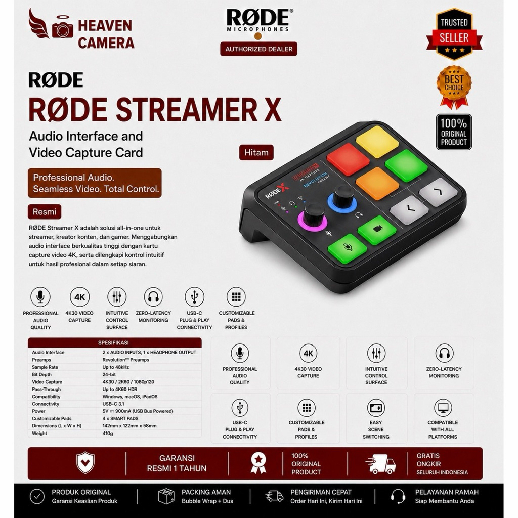 Rode Streamer X Audio Interface & Video Capture Card Garansi Resmi