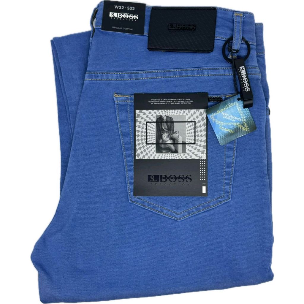 Celana Pria Jeans SELECTION BOSS Standard Stretch AQUA BLUE #JeansBerkualitasTinggi #celanaboss