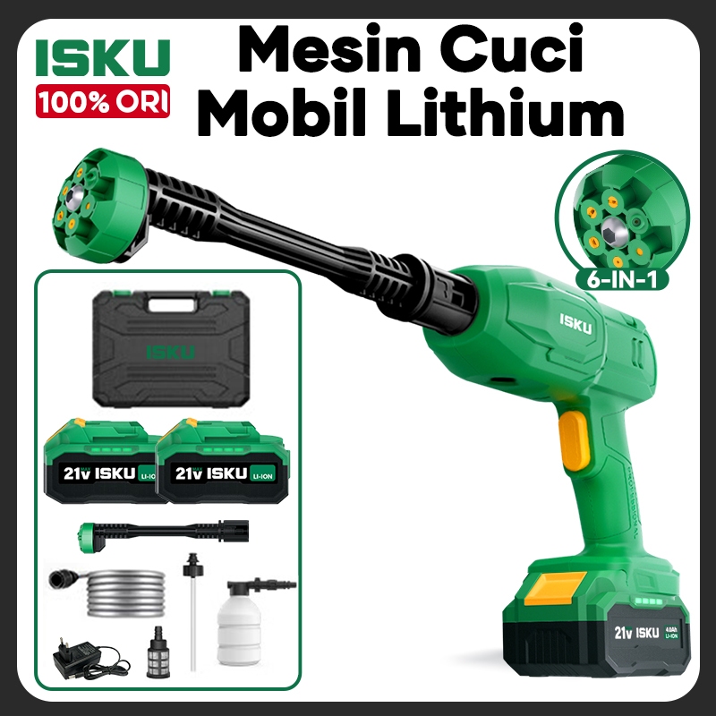 ISKU Jet Cleaner Cordless 21V Mesin Steam Cuci Mobil Motor Portabel Tekanan Tinggi 1.2 MPA Pompa Air