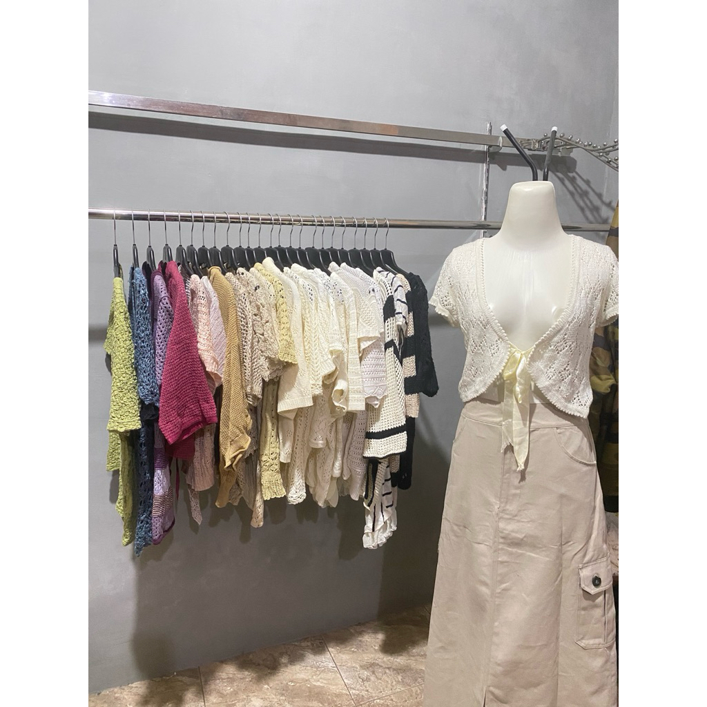 BAJU RAJUT WANITA / RAJUT JARING / LENGAN PENDEK