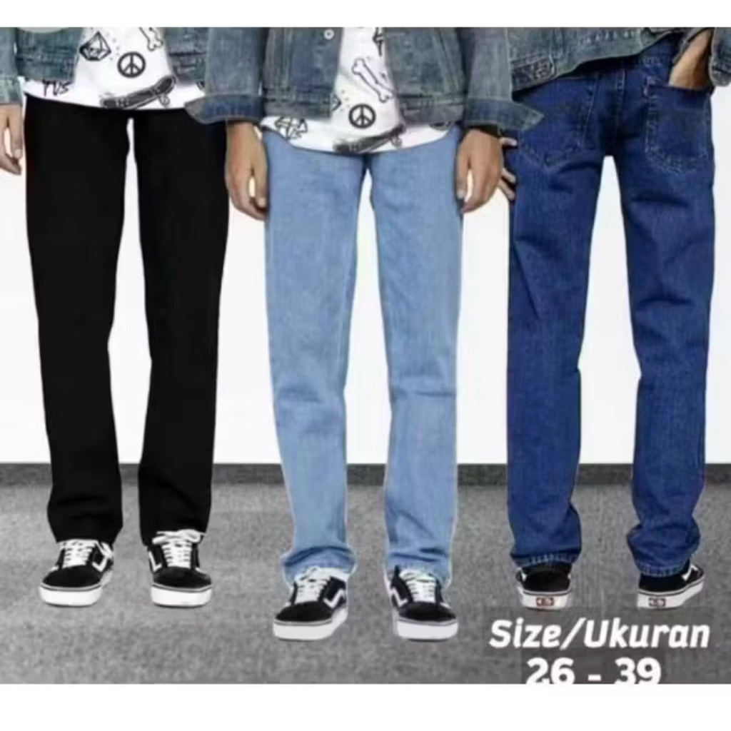 Celana Panjang Lea  ( Non Stretch ) Jeans Reguler Lea Standar Bahan Tebal Premium 27-38 Jumbo