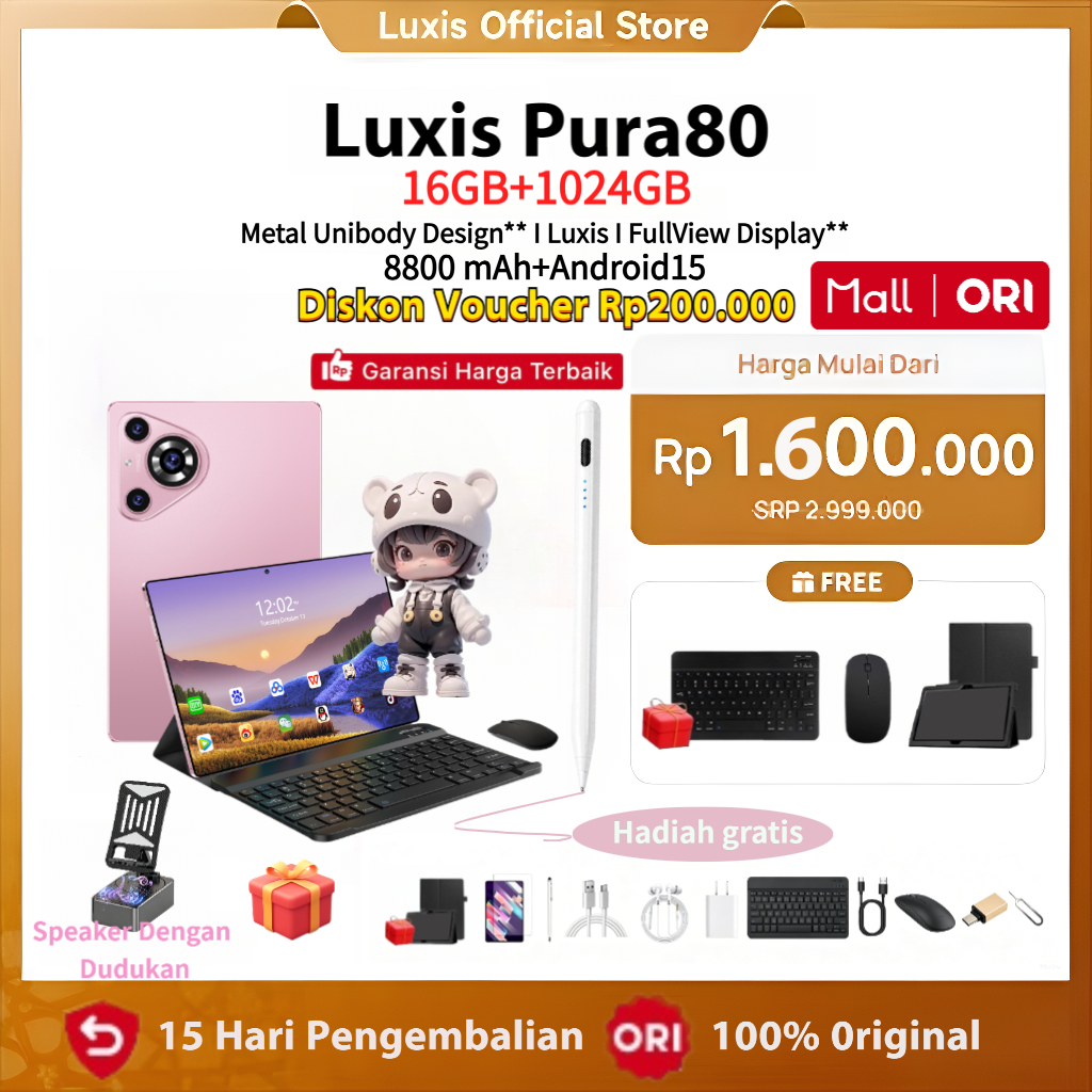 [Free Mouse Keyboard Case] Luxis Tablet Pura80 (16GB+1024GB)11.6inch"lPS Screen Tablet Android15 880