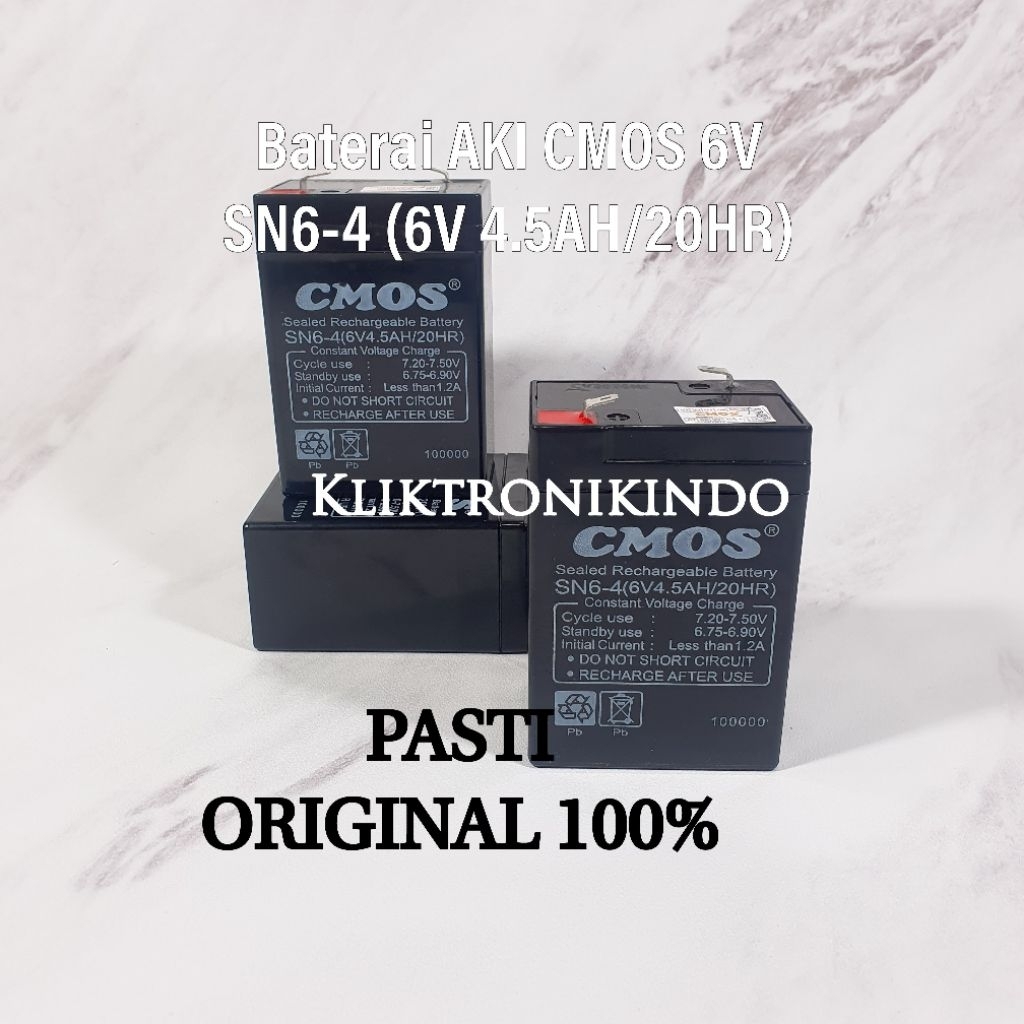 Baterai Aki CMOS 6V Baterai Aki CMOS SN6-4 ACCU CMOS 6V 4.5AH/20HR ORIGINAL 100%
