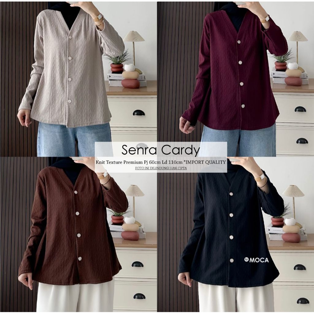 Senra Cardy Blouse Oversize Atasan Polos Allsize Busui Premium Knit Uniqlo Original Ori Moca Berlabe