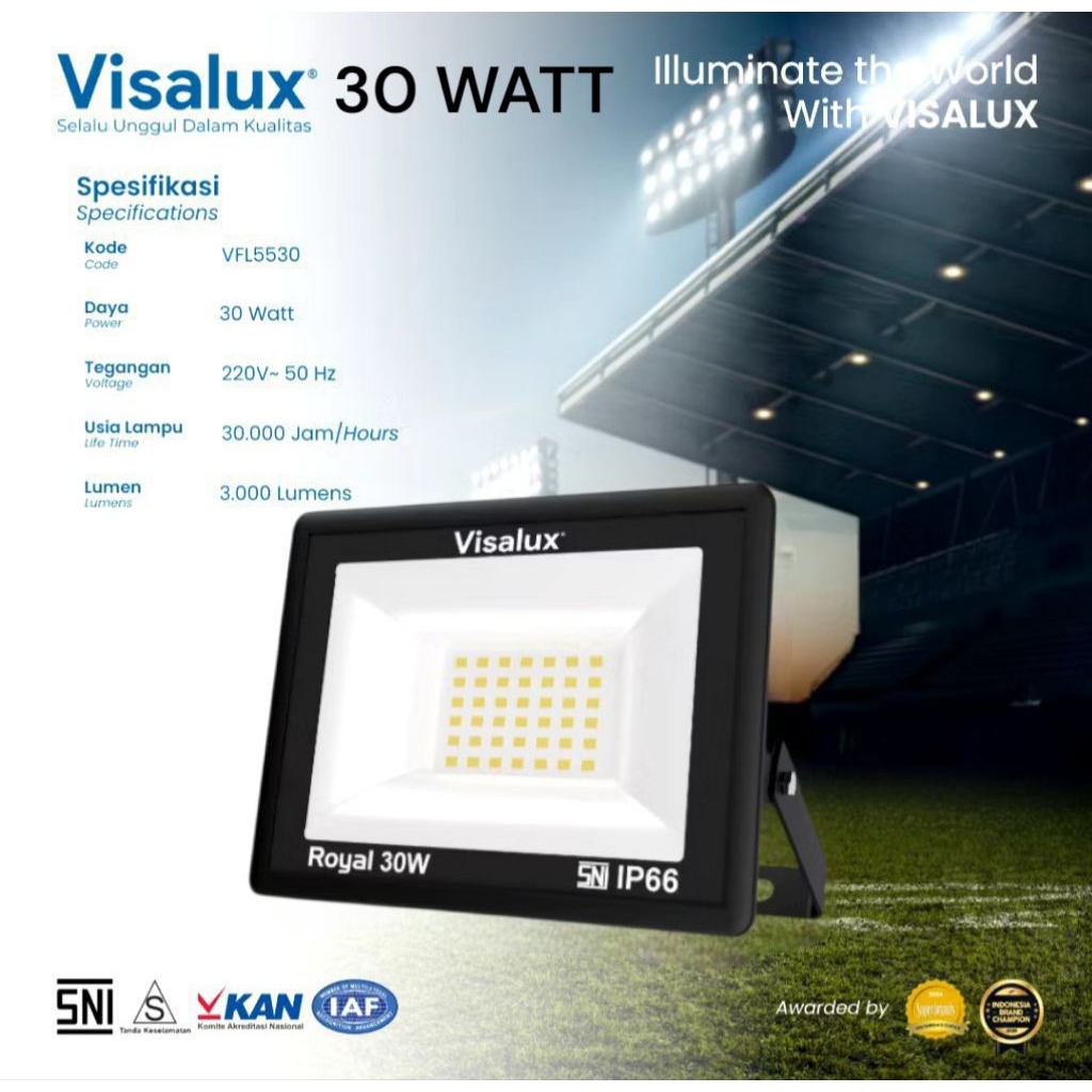 Lampu Sorot Led Visalux 30Watt IP66 VFL-5530
