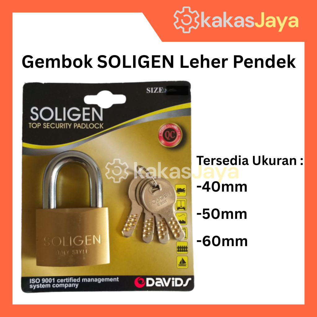 Gembok SOLIGEN Leher Pendek / Gembok Kuningan Soligen / Gembok Pagar