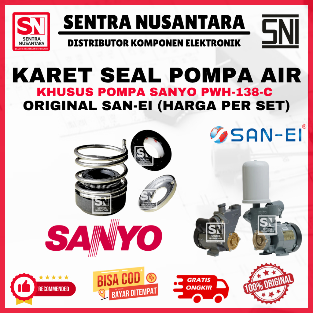 MECHANICAL SEAL SANYO PWH138C PWH 138 C 125 WATT San-Ei - Seal | KARET SEAL POMPA AIR SANYO PWH138C 