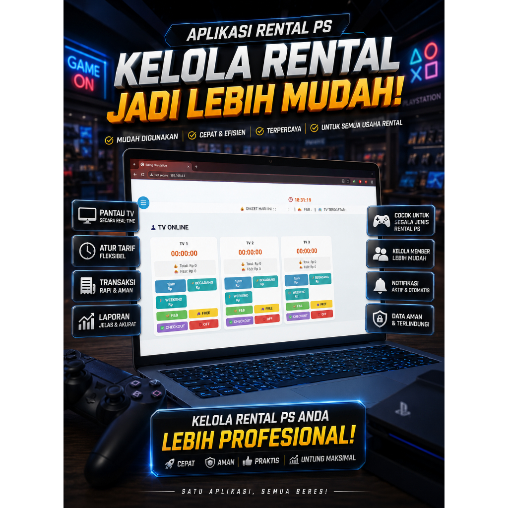 Billing Rental PS + HDMI Cut Off Otomatis | Sistem Billing Rental PlayStation Anti Curang