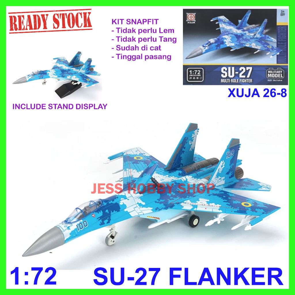 Model Kit XUJA 1/72 Pesawat Sukhoi SU-27 Flanker SU27 dan lainnya Mainan Anak Diecast Militer Aircra
