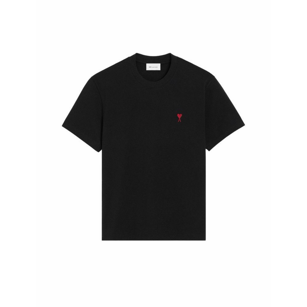 Ami Quota Red Ami De Coeur T-Shirt Noir Black
