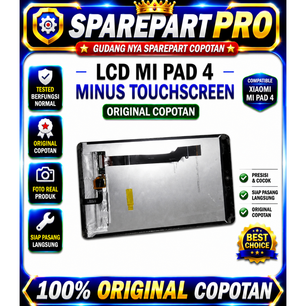LCD Xiaomi Mi Pad 4 Original Copotan Minus Touchscreen Layar Display Screen Tested Normal Foto Real 
