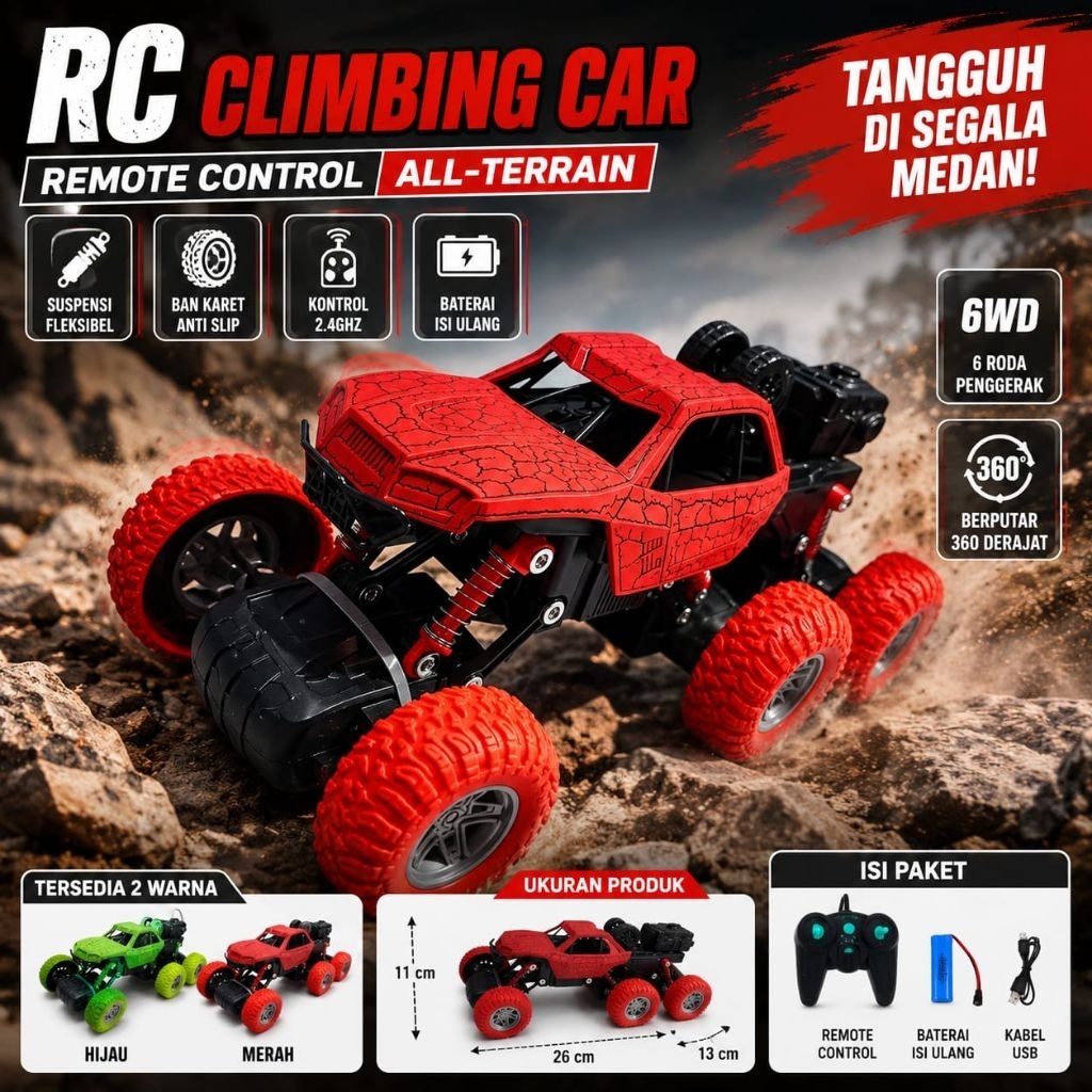 651 Mobil RC Climbing Off Road All Terrain Remote Control Bisa Keluar Asap Spray