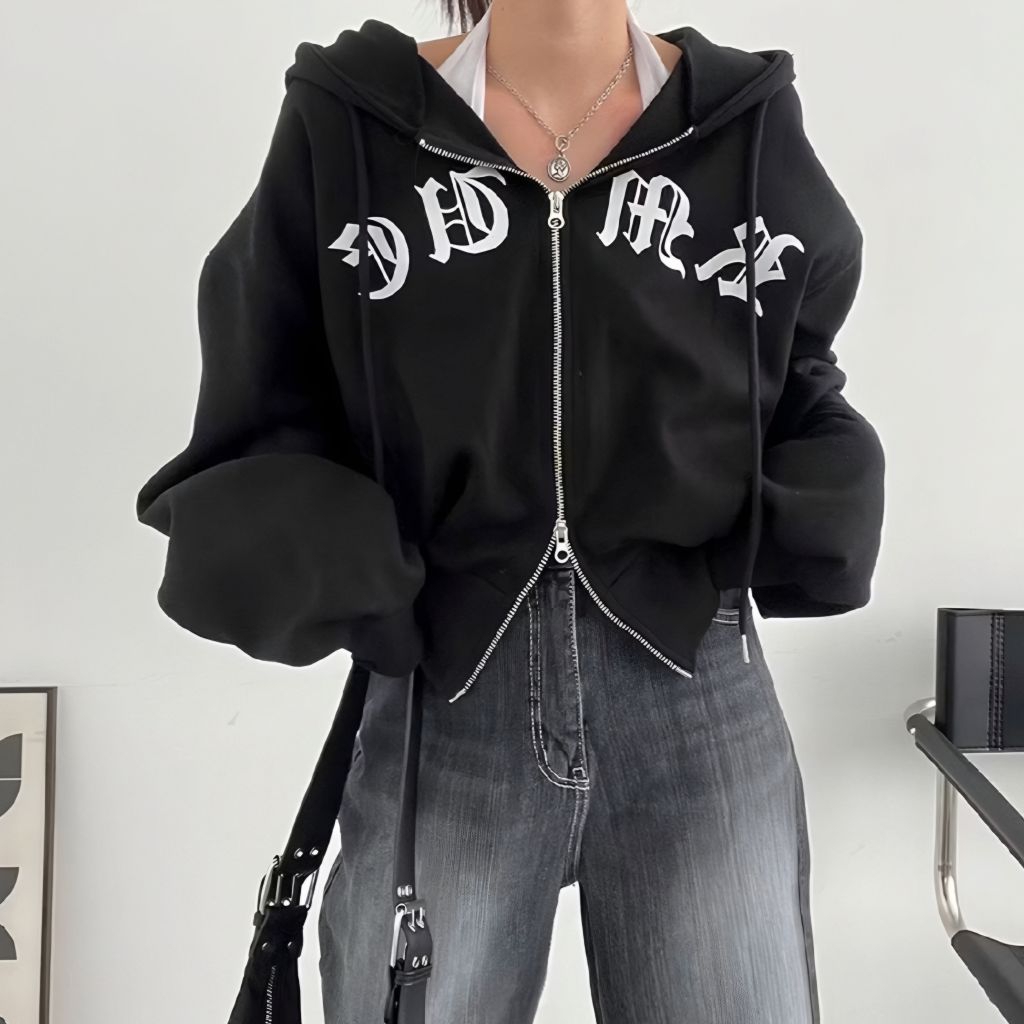 JAPANESE HOODIE DOUBLE ZIPPER WANITA OVERSIZE STANDAR JAKET CROP ZIPPER WANITA STYLE BASIC KOREAN