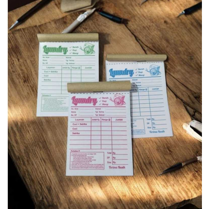 Nota laundry mini jual nota laundry 1/8 folio 2 ply  nota Laundry mini