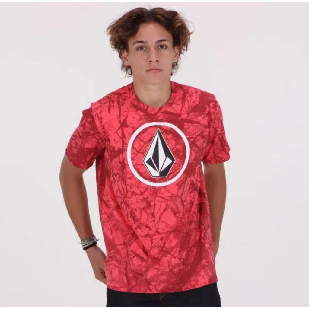 Kaos Lengan Pendek Pria Volcom Red Crysp Print