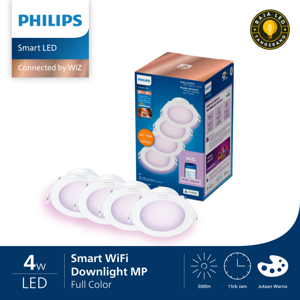 Philips Smart LED Downlight RGB Color 4W Multipack