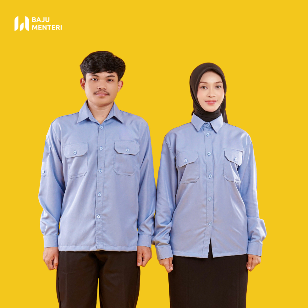 BAJU SERAGAM PDH ATASAN POLOS  BADAN GIZI NASIONAL WARNA BIRU BAHAN PREMIUM