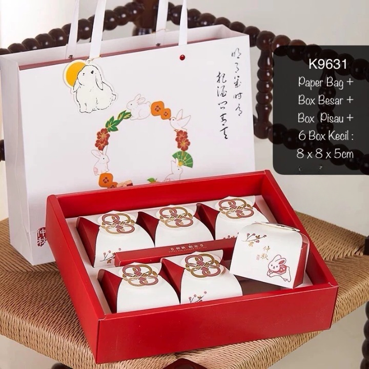 Dus Kotak Kue Mooncake Kelinci Merah Dus Kue Bulan Premium Box Packaging