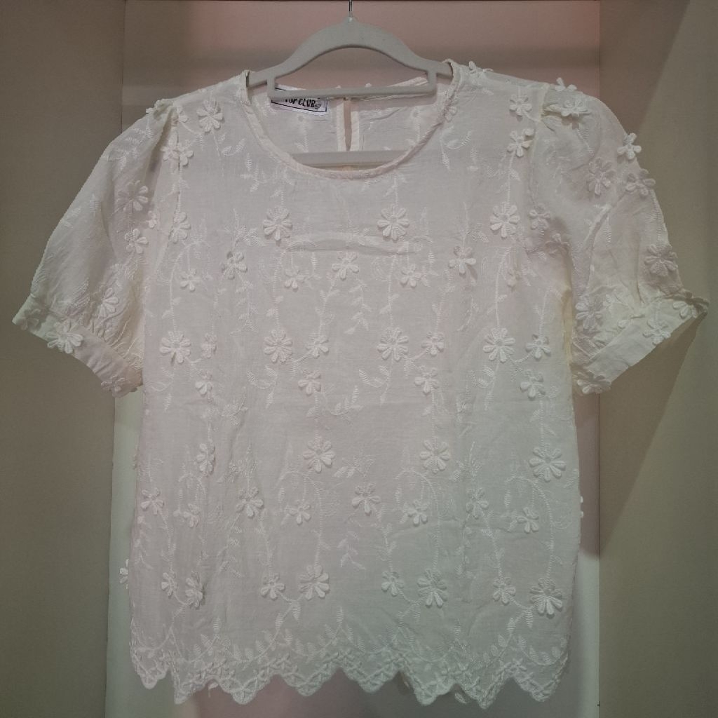 TOP CLUB ATASAN BLOUSE WANITA BUNGA TIMBUL NEW ARRIVAL READY STOCK BKK