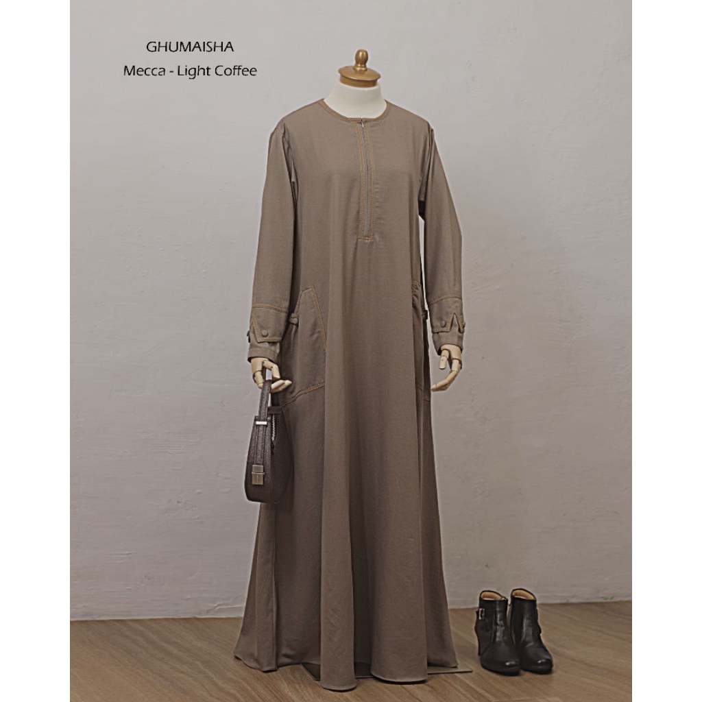 gamis syar'i/tunik/abaya warna light coffee by ghumaisha collection