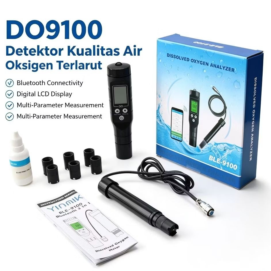 DO9100 Detektor Kualitas Air Oksigen Terlarut, Meter Oksigen Terlarut, Instrumen Detektor Oksigen Te