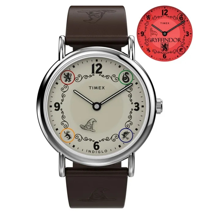 Original 100% Jam Tangan Unisex Timex Gryffindor TW2Y76300 Harry Potter x Timex Weekender Leather St