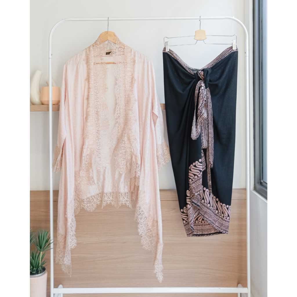 SET OUTER LACE VISCOSE OUTER KIMONO  BATIK RENDA ROK LILIT BATIK WANITA ROK BATIK PREMIUM ONE SET KO