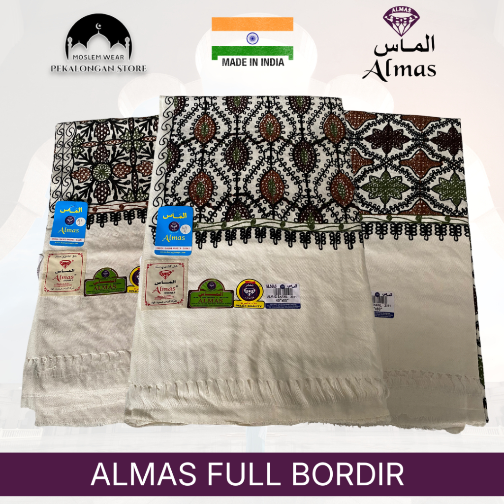 Sorban Eksklusif Kashmiri Almas Arifat Full Bordir Sulam Premium Quality Desain Elegan