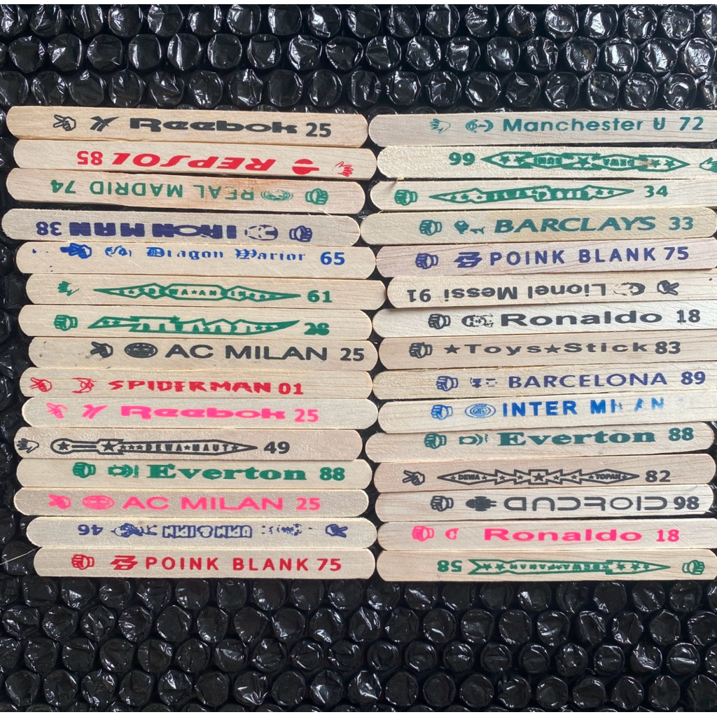 50Pc Mainan Stik Kayu Sablon