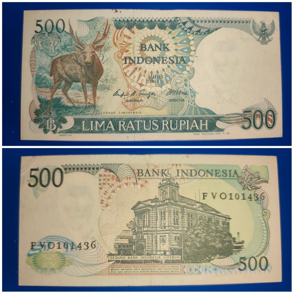 Uang Kuno 500 rupiah Rusa 1988 aunc