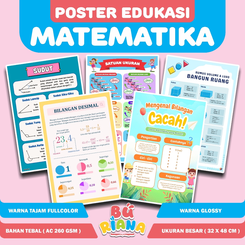 Poster Edukasi Matematika || Poster Edukatif Anak || Poster Rumus Matematika || Poster Rumus Satuan 