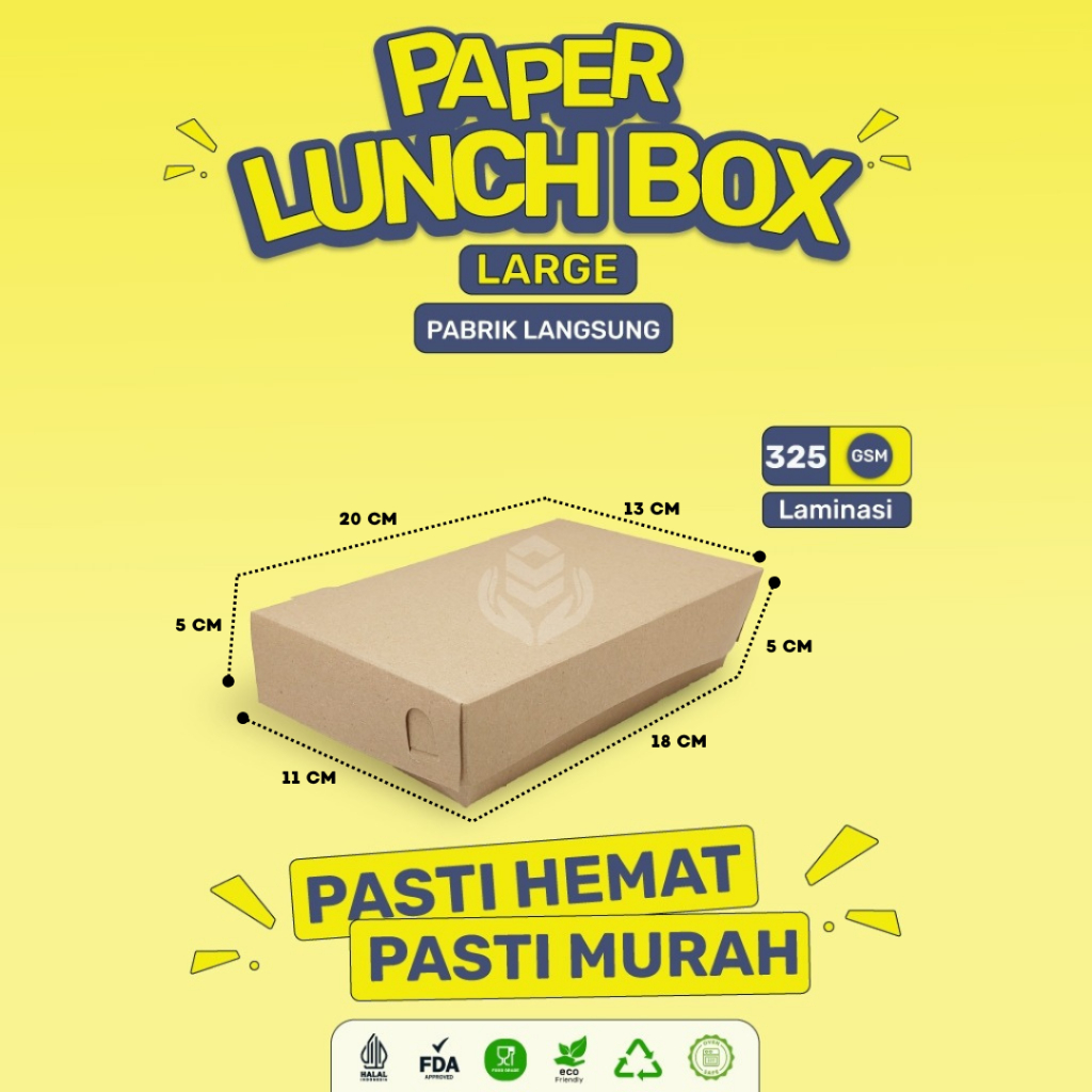 Paper Lunch Box Large Tebal 325 Gsm Lunch Box L (LB2K4-Laminasi)