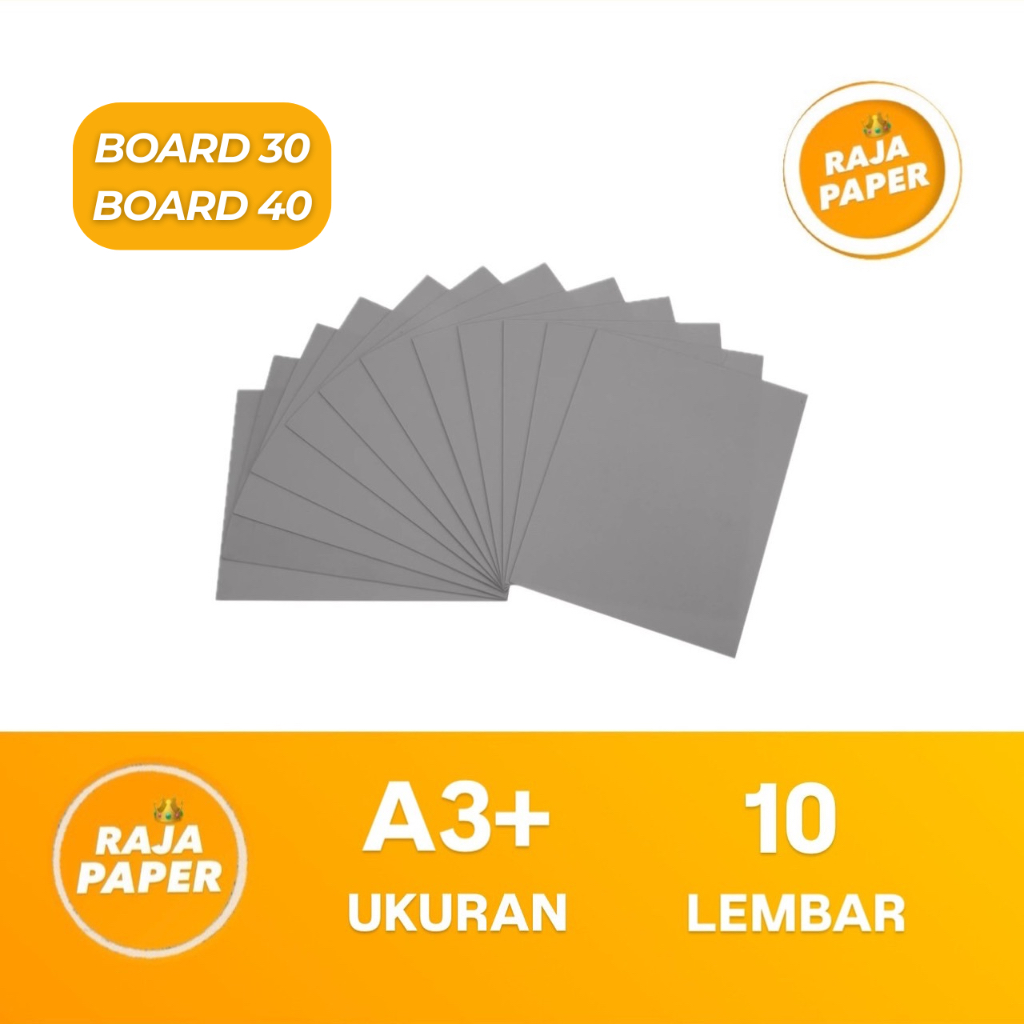Kertas Karton Grey Board Ukuran A3+ 10 Lembar No 30 No 40 ( 329 Mm x 483 Mm ) / ( 32.9 Cm x 48.3 Cm 