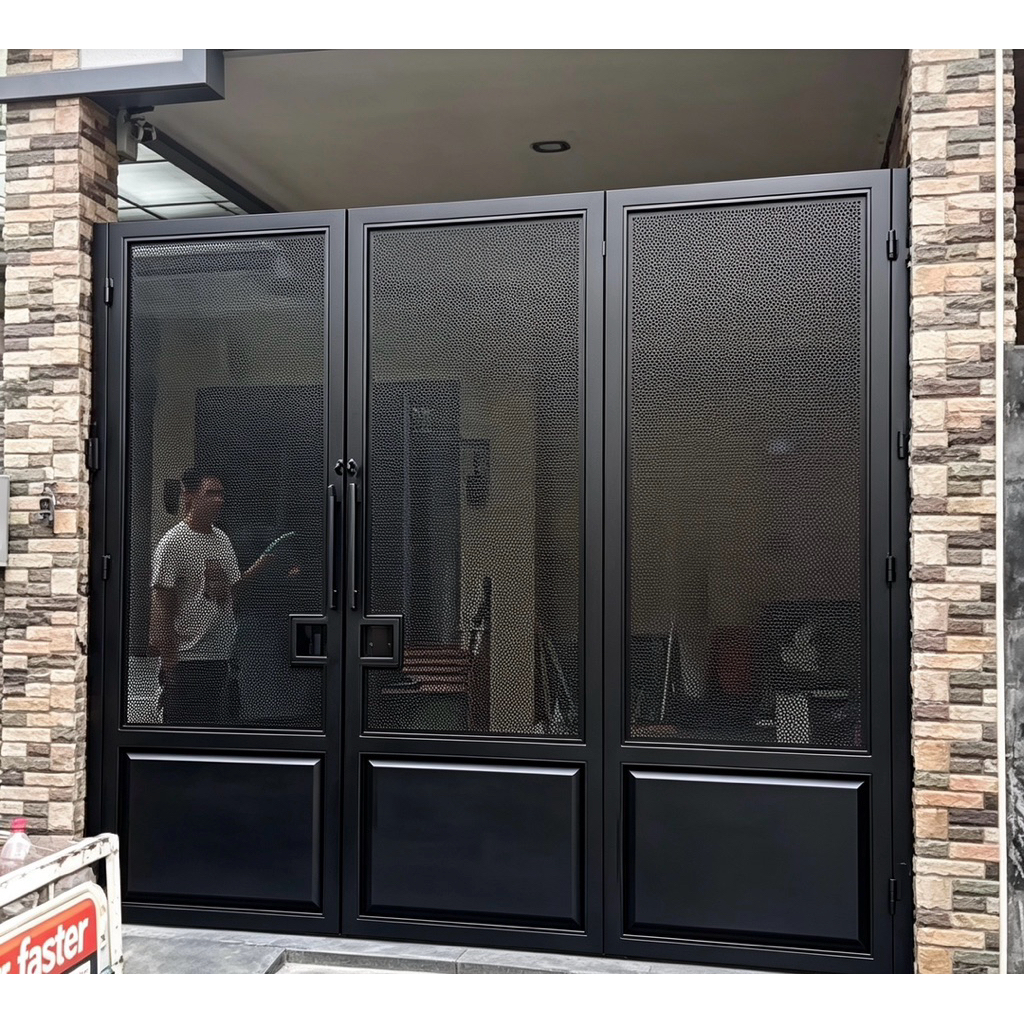 pagar rumah minimalis pagar dorong plat perforated