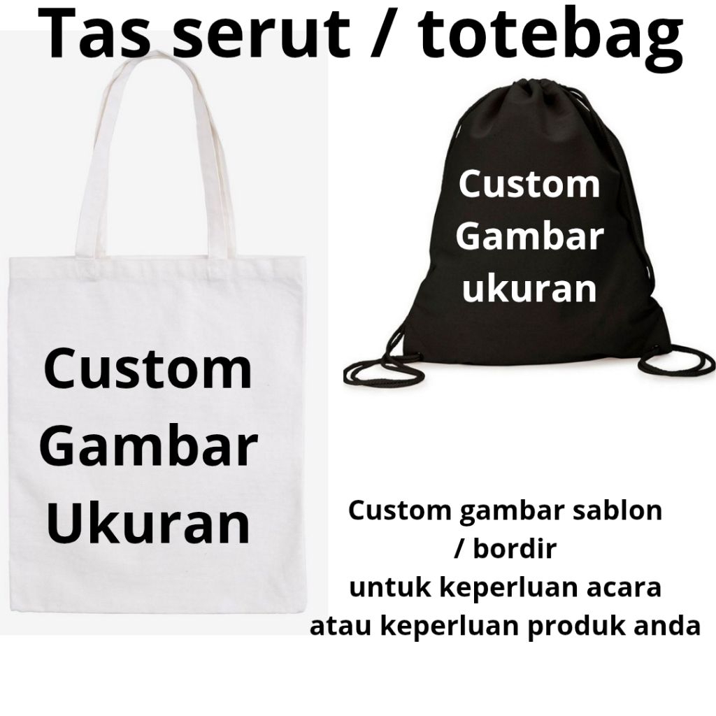 tas totebag pouch serut custom stringbag custom brand souvenir
