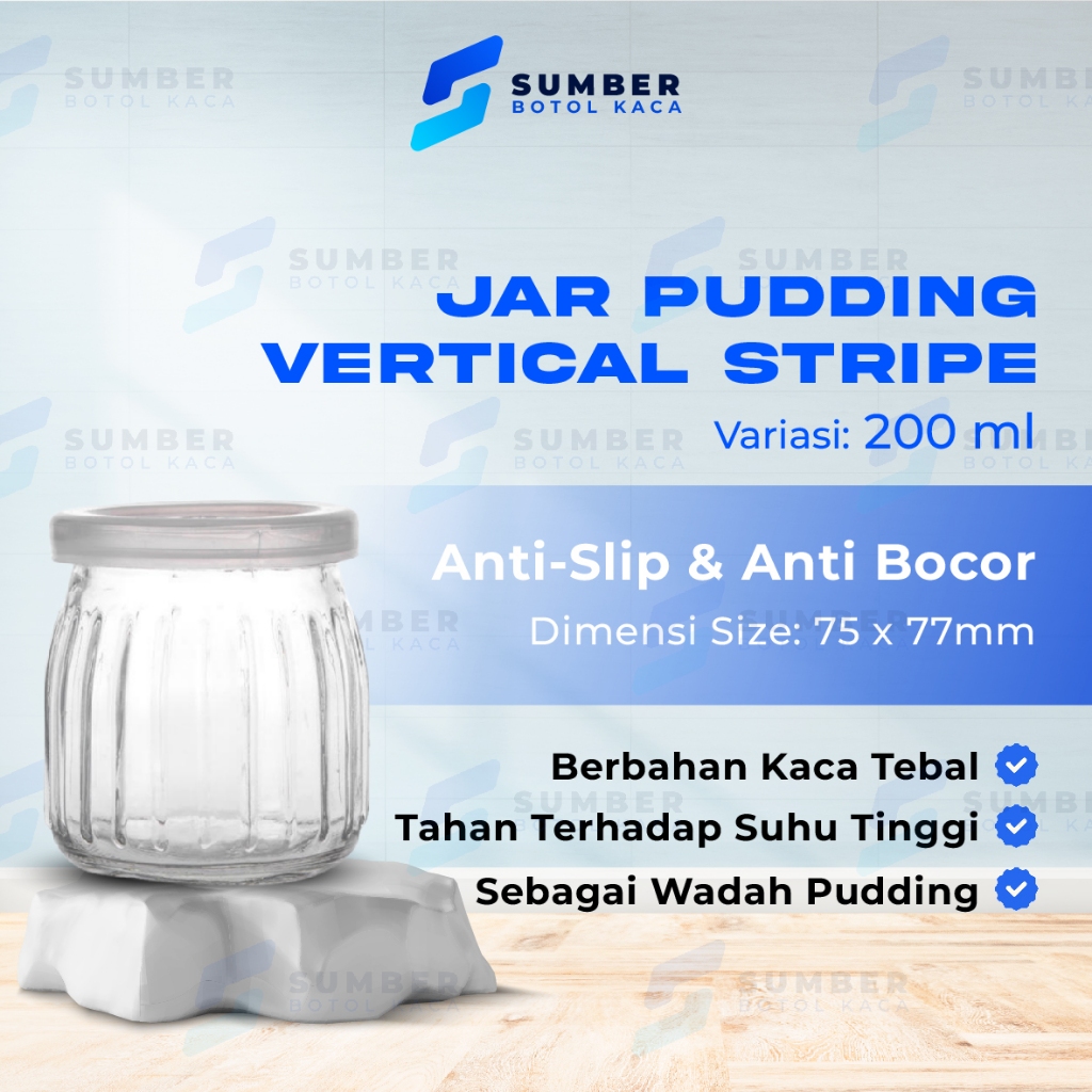Puding Jar Kaca Clear 100ML 200ML VERTICAL STRIPE/JAR PUDING KACA