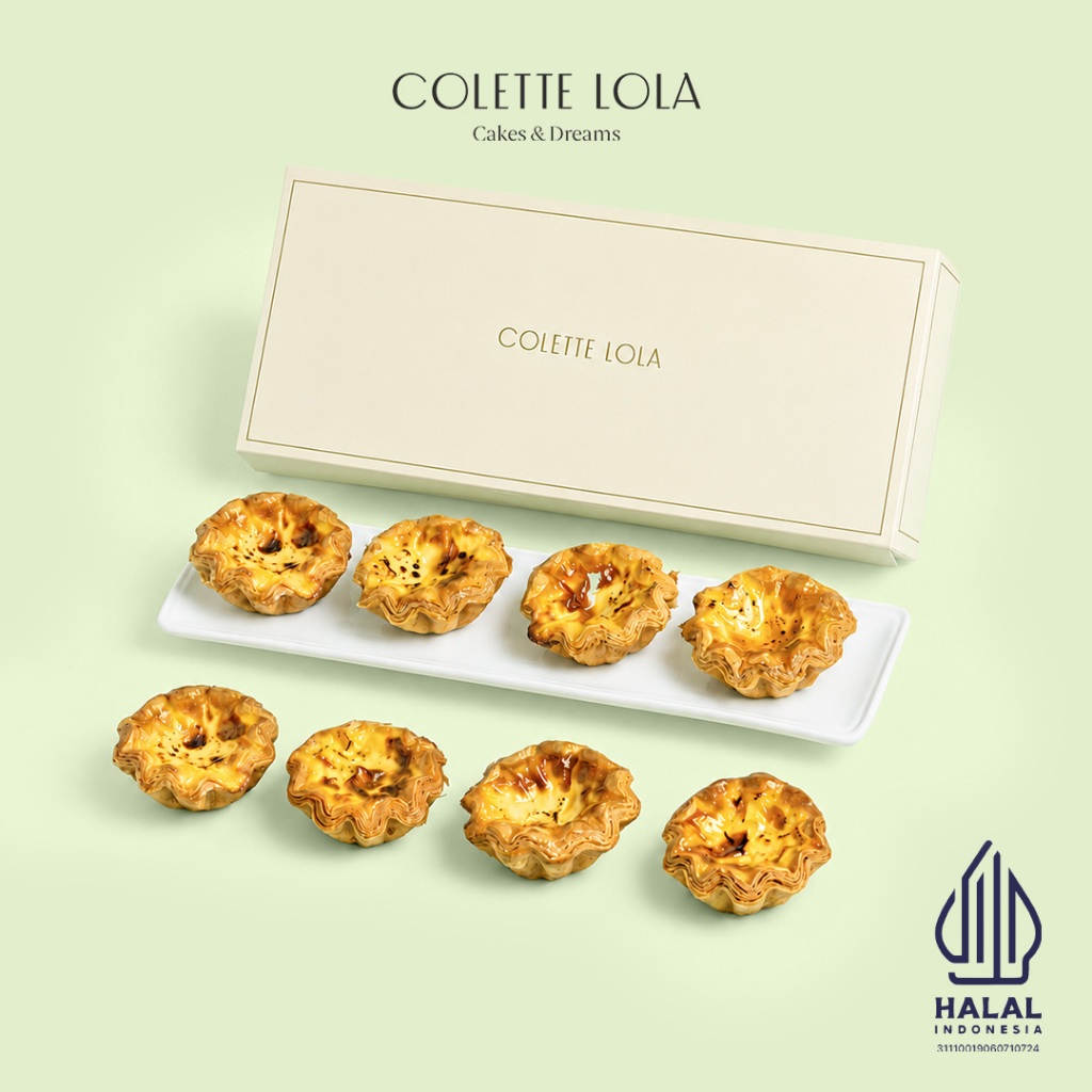 Egg Tarts Set 8 pcs | Egg Tart Box Isi 8 | Portuguese Custard Tart Premium | Colette Lola