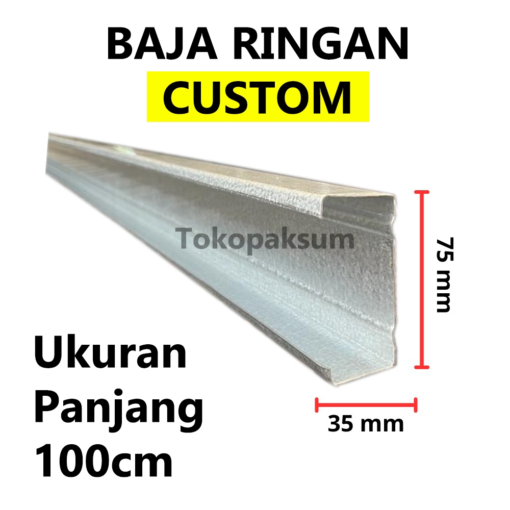 Baja Ringan Potongan 100cm Baja Ringan Custom 1 meter Canal C 75 Galvalum Tokopaksum