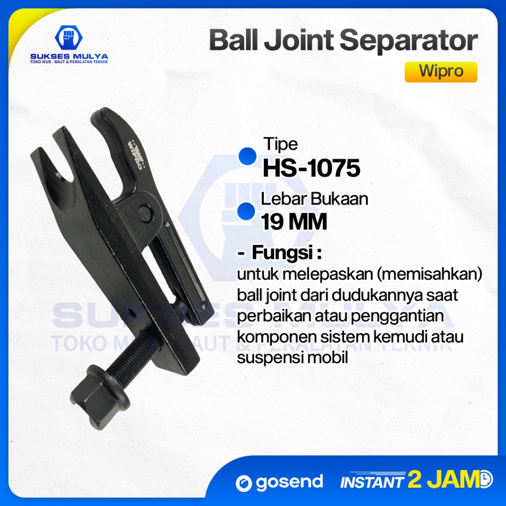 Ball Joint Baljoint Separator Treker Tie Rod WIPRO HS1075 HS 1075