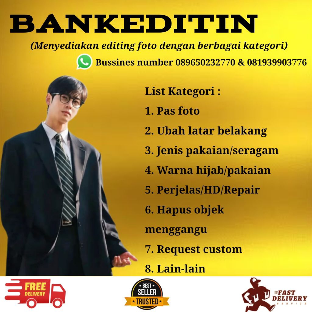 Editing foto/pas foto/edit wajah/edit background/edit kemeja/edit jas
