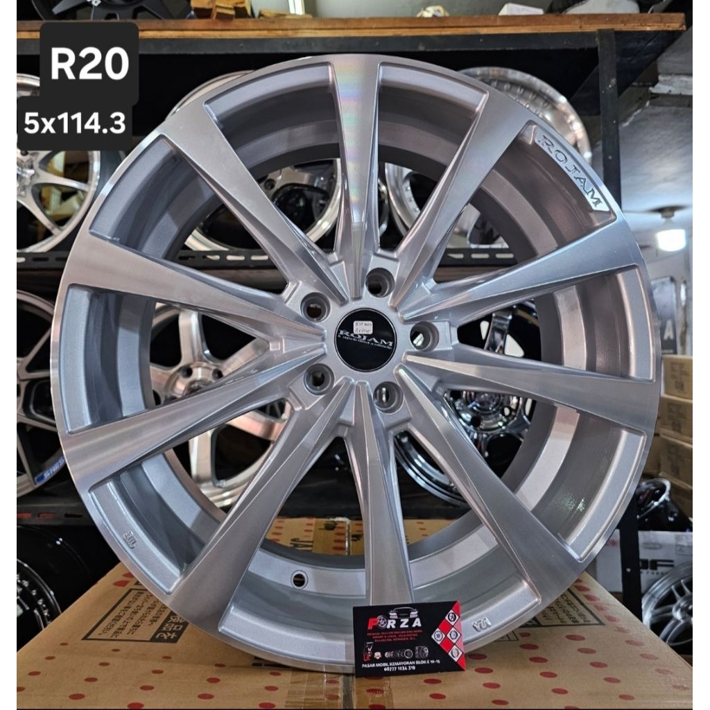 Velg Rojam Slave R20 (Original) PCD5x114.3 Silver Polish. Lebar 8.5 ET 45