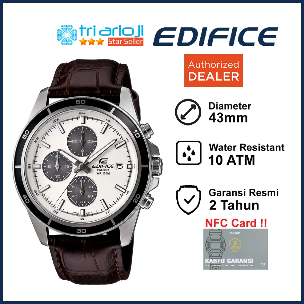 Casio EDIFICE EFR-526L-7AVUDF Jam Tangan Pria Analog Kulit Coklat EFR526L EFR-526L-7A