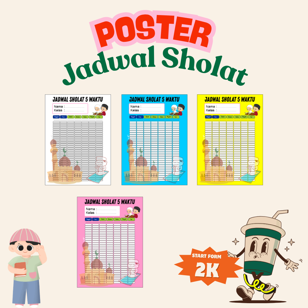 POSTER JADWAL SHOLAT ANAK TK SD