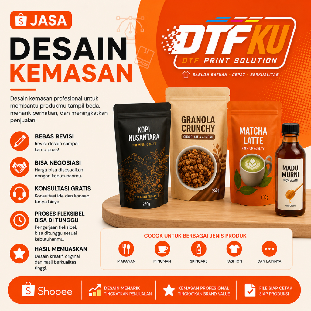 JASA DESAIN LABEL / KEMASAN - STANDING POUCH, KEMASAN BOTOL, KEMASAN BOX