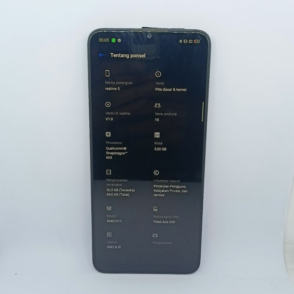 LCD REALME 5 MINUS SHADOW ORIGINAL COPOTAN