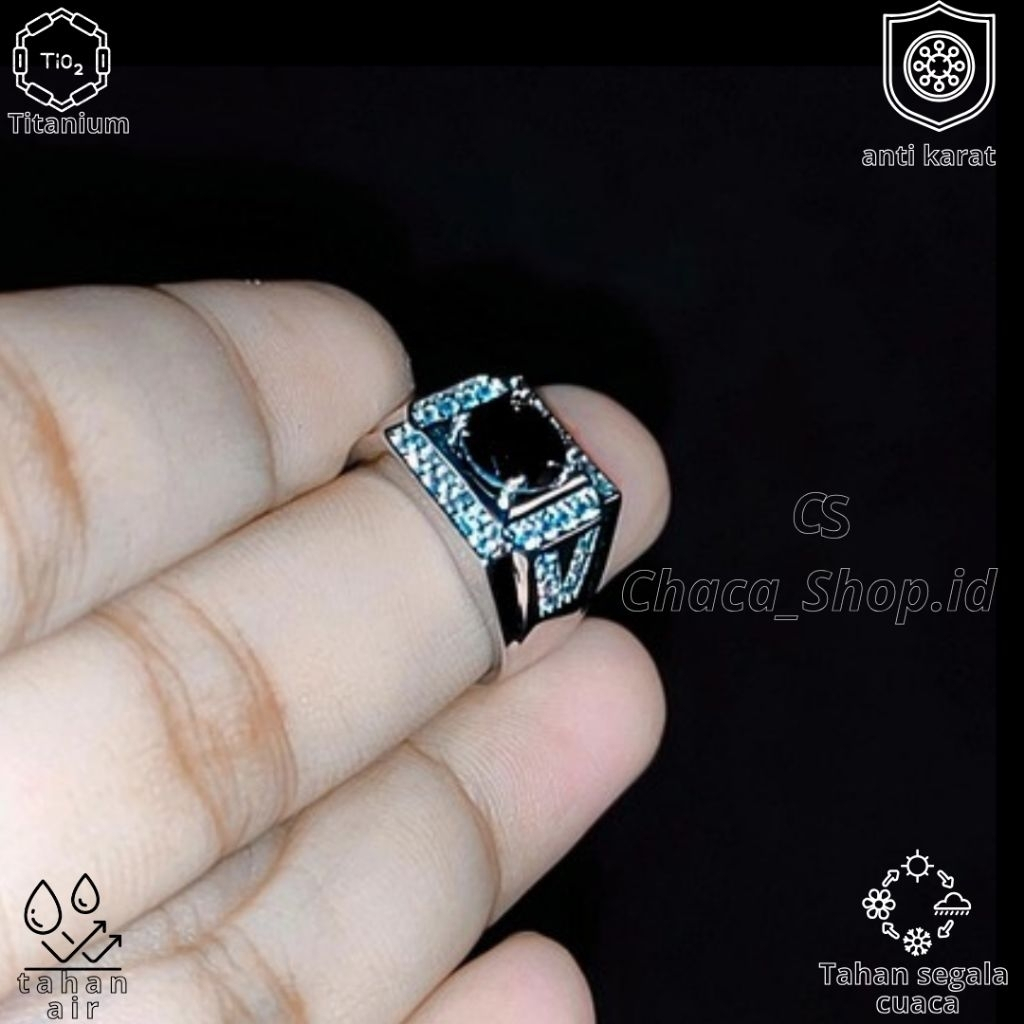Cincin Batu Akik Pria Dewasa Titanium Batu Permata | Cincin Maskulin Model Terbaru