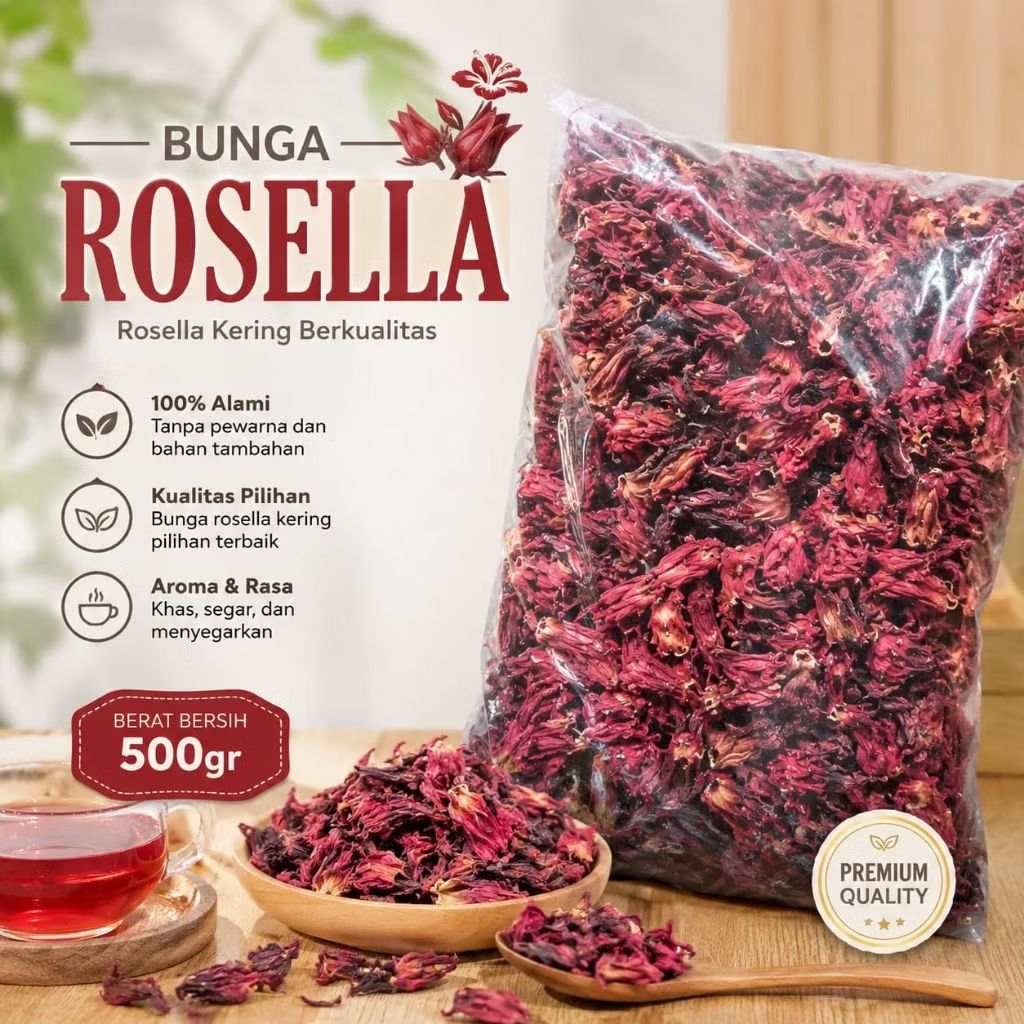 Bunga Rosella merah original - Rosella kering 1 kg - teh bunga Rosella - Rosella oven berkualitas