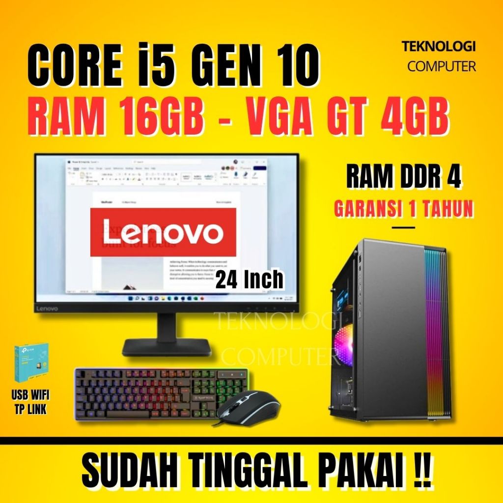 Core i5 | Gen 10 | VGA Nvidia  | Full Set | PC Rakitan | Komputer CPU | PC Gaming Editing